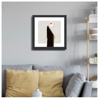 Vrouw in Zwarte Glamour Mode Illustratie Poster