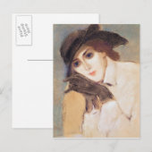 Vrouw in zwarte handschoenen briefkaart (Voorkant / Achterkant)