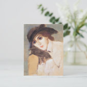 Vrouw in zwarte handschoenen briefkaart (Staand voorkant)