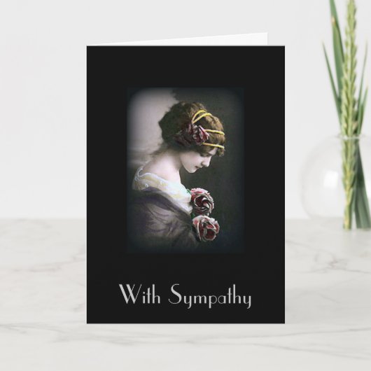  vrouw in zwarte sympathiekaart kaart (Voorkant)