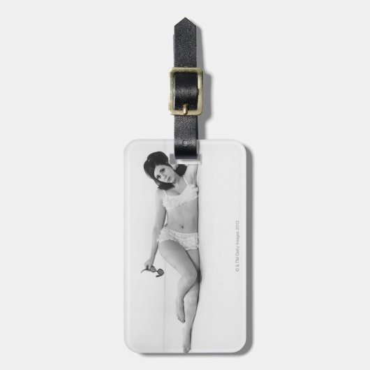 Vrouw in zwemkleding bagagelabel (Voorkant verticaal)