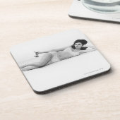 Vrouw in zwemkleding bier onderzetter (Linkerzijde)