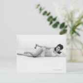 Vrouw in zwemkleding briefkaart (Staand voorkant)