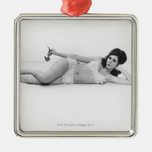 Vrouw in zwemkleding metalen ornament