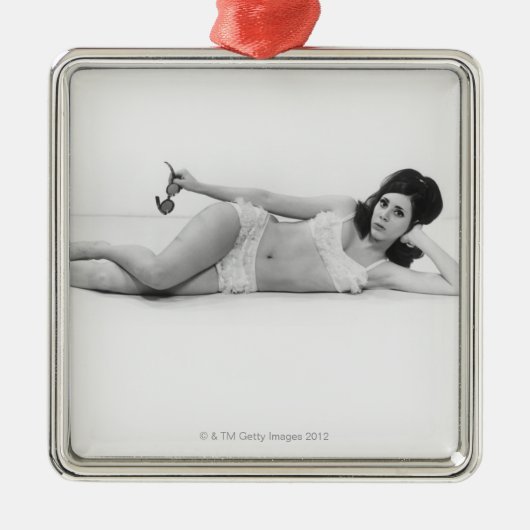 Vrouw in zwemkleding metalen ornament (Voorkant)