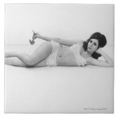 Vrouw in zwemkleding tegeltje (Voorkant)