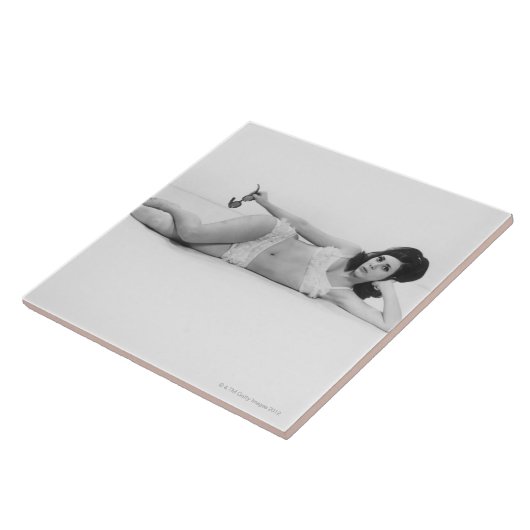 Vrouw in zwemkleding tegeltje (Zijkant)