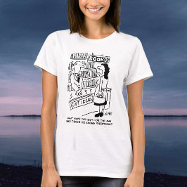 Vrouw informeert in een boekwinkel t-shirt