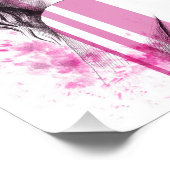 Vrouw inktportret Roze illustratiekunst Mode Foto Afdruk (Hoek)