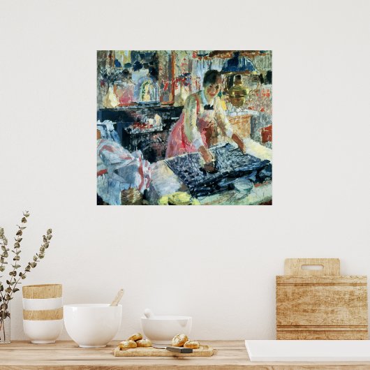 Vrouw Ironing, 1912 Poster (Keuken)