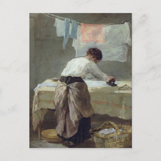 Vrouw Ironing Briefkaart (Voorkant)