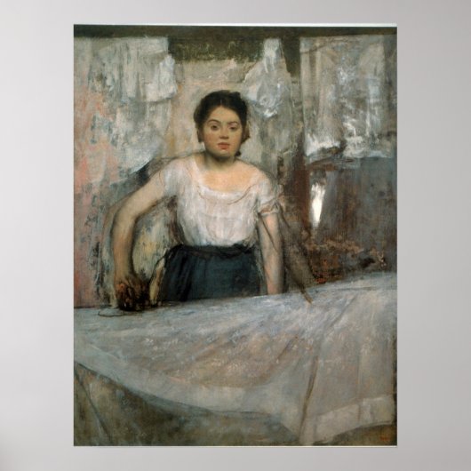 Vrouw Ironing door Edgar Degas Poster (Voorkant)