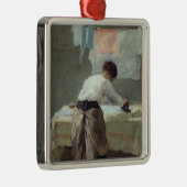 Vrouw Ironing Metalen Ornament (Rechts)