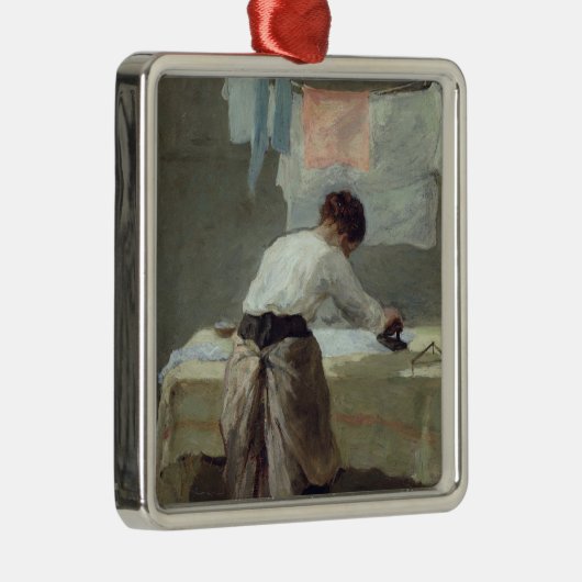Vrouw Ironing Metalen Ornament (Rechts)