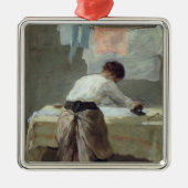 Vrouw Ironing Metalen Ornament (Voorkant)