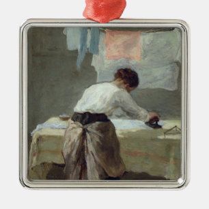 Vrouw Ironing Metalen Ornament