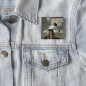 Vrouw Ironing Vierkante Button 5,1 Cm (In situ)