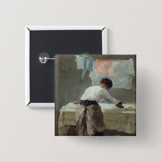 Vrouw Ironing Vierkante Button 5,1 Cm (Voorkant /achterkant)