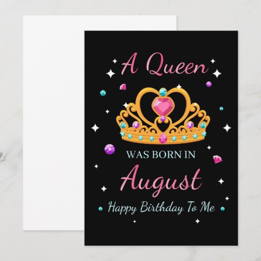 Vrouw Is Een Koningin Geboren In Augustus Save The Date (Voorkant / Achterkant)