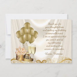 Vrouw Ivoor Gouden Verjaardagsfeest Dank Je Kaarte Bedankkaart