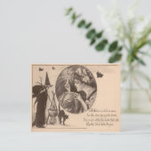 Vrouw Jack O' Lantaarn Heks Zwart Kat Briefkaart (Staand voorkant)