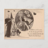 Vrouw Jack O' Lantaarn Heks Zwart Kat Briefkaart (Voorkant)