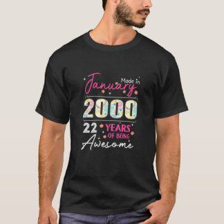 Vrouw Januari Meisje 2000 T 22 Jaar Oud 22e Verjaa T-shirt
