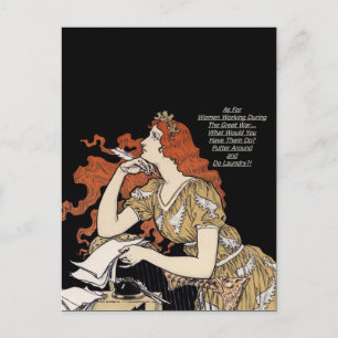 Vrouw Journalist op haar bureau Briefkaart