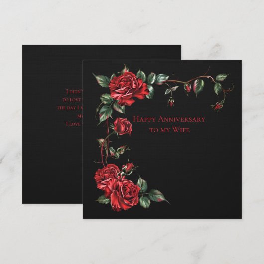 Vrouw Jubileum Red Roses Lijst op zwart Notitiekaartje (Voorkant / Achterkant)