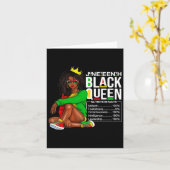 Vrouw Juneteenth Black Queen Voedingsfeiten 4t Kaart (Gele Bloem)