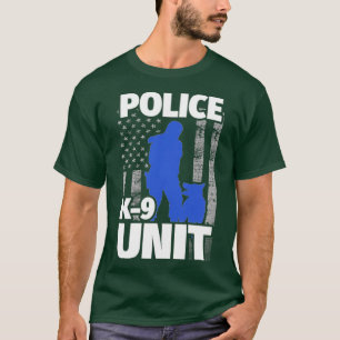 Vrouw K9 officier en politiefunctionaris vlag T-shirt