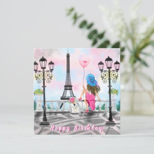 Vrouw Kaart in Parijs Uw QR-code wenst (Staand voorkant)