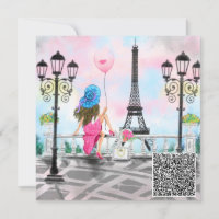 Vrouw Kaart in Parijs Uw QR-code wenst