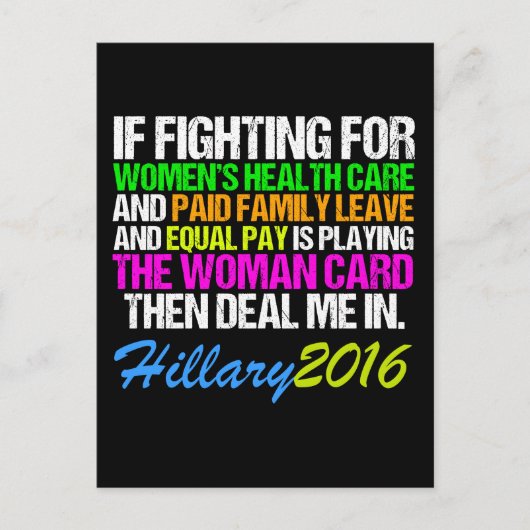 Vrouw Kaart Pro Hillary Quote (Voorkant)
