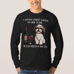 Vrouw kan niet alleen overleven heeft shih tzu en t-shirt