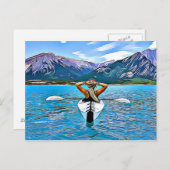 Vrouw Kanoeings- of kajakkervisjes door het Briefk Briefkaart (Voorkant / Achterkant)