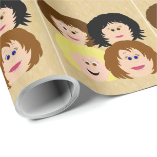 Vrouw Karakter (bruin haar) Cadeaupapier