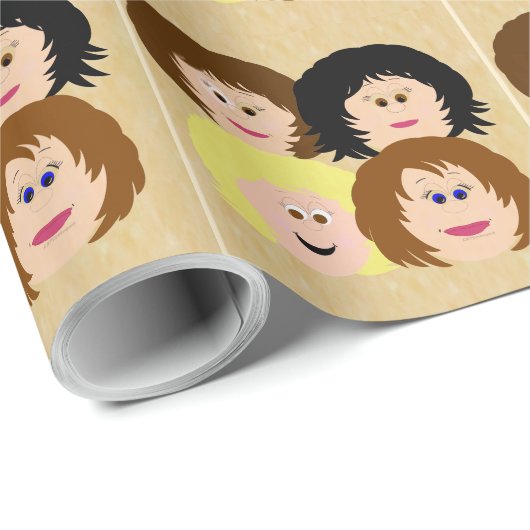 Vrouw Karakter (bruin haar) Cadeaupapier (Rol Hoek)