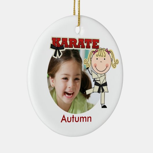 Vrouw Karate Photo Ornament (Rechts)