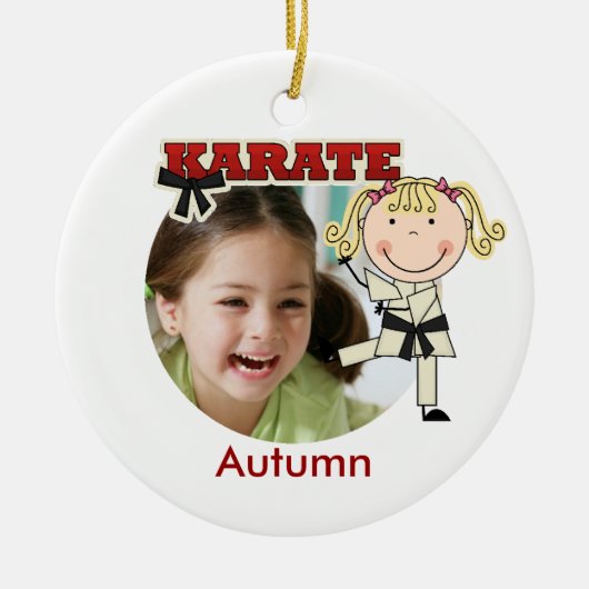 Vrouw Karate Photo Ornament (Voorkant)