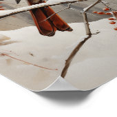 Vrouw kardinaal in de winter poster (Hoek)