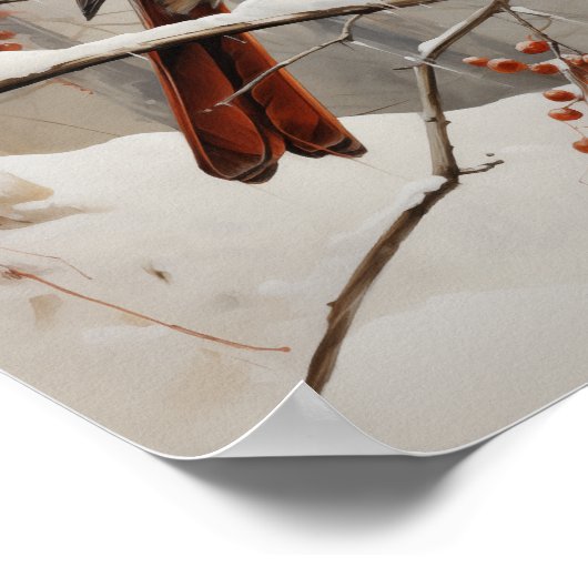 Vrouw kardinaal in de winter poster (Hoek)