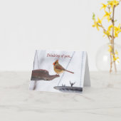 Vrouw kardinaal lange tijd denken aan uw Kaart (Gele Bloem)