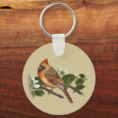 Vrouw kardinaal op Dogwood Sleutelhanger (Achterkant)