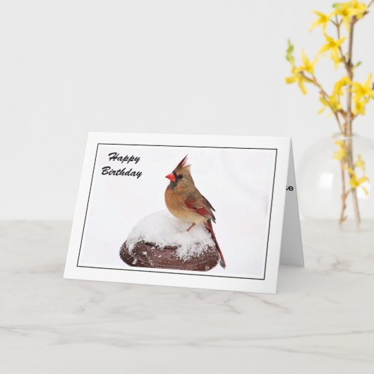 Vrouw Kardinaal Verjaardag Kaart (Gele Bloem)