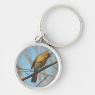 Vrouw kardinaal/vogel sleutelhanger