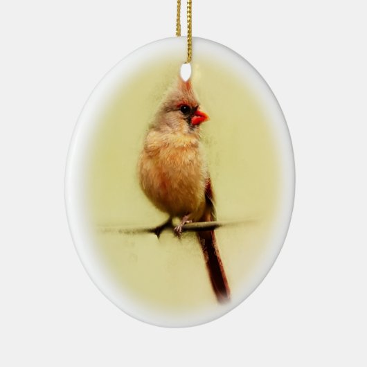 Vrouw Kardinaal zongvogel Keramisch Ornament (Rechts)