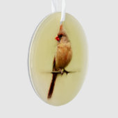 Vrouw Kardinaal zongvogel Ornament (voorkant)