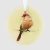 Vrouw Kardinaal zongvogel Ornament (achterkant)
