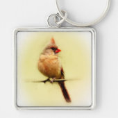 Vrouw Kardinaal zongvogel Sleutelhanger (Voorkant)